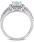 Фото #3 товара Aquamarine (1-1/8 ct. t.w.) & Diamond (1/6 ct. t.w.) Halo Ring in 10k White Gold