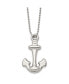 ფოტო #3 პროდუქტის Polished Hollow Anchor Pendant on a Ball Chain Necklace