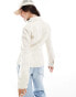 Mango denim button through western tipped collar shirt in white