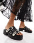 Фото #2 товара Public Desire Maverick chunky heeled sandal with western hardware in black
