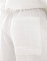 Фото #5 товара ASOS DESIGN Petite pull on trouser with linen in white