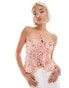 Labelrail x Olivia Grace Herring sequin mesh halter top in peachy pink Розовый, 34 - фото #1