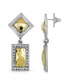 Silver- Tone Gold-Tone Stone Double Drop Square Earrings