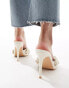 Фото #3 товара Public Desire Sable Wide Fit heeled mules with applique flowers in cream