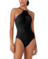 Фото #2 товара Women's High-Neck Rosette One-Piece Swimsuit