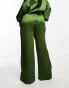 In The Style Plus exclusive satin textured wide leg trousers co-ord in khaki