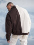 ASOS DESIGN extreme oversized splice bomber in ecru and brown