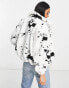 QED London borg zip through jacket in monochrome print