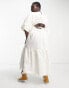 Native Youth Plus ruffle hem linen midaxi dress in ecru