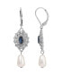 Silver-Tone Colored Stone Imitation Pearl Earrings