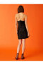 Фото #48 товара Mini Saten Elbise Zincir Detaylı Degaje Yaka