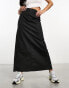 Фото #2 товара Weekday Rose wax coated maxi skirt with split in black