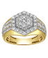 Фото #1 товара World Champ Natural Certified Diamond 1.45 cttw Round Cut 14k Yellow Gold Statement Ring for Men