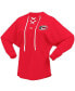 ფოტო #2 პროდუქტის Women's Red Carolina Hurricanes Jersey Lace-Up V-Neck Long Sleeve Hoodie T-shirt