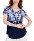 Фото #1 товара Women's Printed Knit Short Sleeve Top, Created for Macy's
