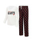 ფოტო #1 პროდუქტის Women's White, Black San Francisco Giants Long Sleeve V-Neck T-shirt and Gauge Pants Sleep Set