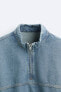 Denim quarter-zip sweatshirt