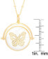 ფოტო #2 პროდუქტის Mother of Pearl Cubic Zirconia Butterfly Pendant 18" Necklace in Gold Plate