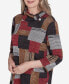 ფოტო #5 პროდუქტის Runway Ready Women's Houndstooth Patchwork Mock Neck Top