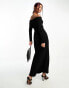 Bardot pleated knit maxi dress In black Черный, XS - EU 34 - фото #4