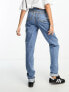 ASOS DESIGN Tall high rise relaxed mom jeans in mid blue