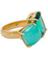 Gold-Tone Double Crystal Statement Ring