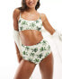 Фото #1 товара ASOS DESIGN skinny strap scoop neck crop bikini top in palm print