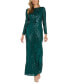 Фото #1 товара Women's Sequin Long-Sleeve Illusion Gown