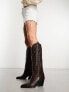 Bronx New Kole western knee boots in chocolate brown leather