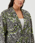 Plus Size Unlined Paisley Print Single Breasted Blazer