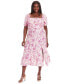 Фото #1 товара Plus Size Printed Puff-Sleeve Maxi Dress