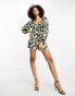 Фото #2 товара Glamorous satin wrap mini dress in green floral