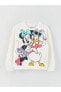 Фото #1 товара Bisiklet Yaka Minnie Mouse ve Daisy Duck Baskılı Uzun Kollu Kız Çocuk Sweatshirt