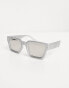 Фото #3 товара ASOS DESIGN bevel square sunglasses with mirror lens in silver