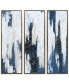 Blue Shadows Textured Metallic Hand Painted Wall Art Set by Martin Edwards, 60" x 20" x 1.5"