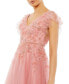 ფოტო #5 პროდუქტის Women's Embellished Cap Sleeve V Neck Gown