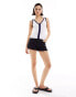 Фото #3 товара ASOS DESIGN knitted v neck vest in white with contrast navy trim