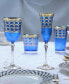 Cobalt Blue White Wine Goblet with Gold-Tone Rings, Set of 4