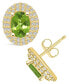 ფოტო #1 პროდუქტის Peridot (1-3/4 ct. t.w.) and Diamond (1/2 ct. t.w.) Halo Stud Earrings in 14K Yellow Gold