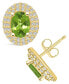 Фото #1 товара Peridot (1-3/4 ct. t.w.) and Diamond (1/2 ct. t.w.) Halo Stud Earrings in 14K Yellow Gold