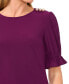 ფოტო #4 პროდუქტის Women's Puff-Sleeve Button-Shoulder Knit Top