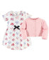 Фото #7 товара Baby Girls Baby Organic Cotton Dress and Cardigan 2pc Set, Floral Dot