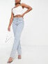 ASOS DESIGN 90s straight jeans in light blue with embelished hem