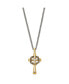 Brushed Yellow IP-plated CZ Philippians 4:13 Cross Curb Chain Necklace