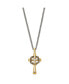 ფოტო #2 პროდუქტის Brushed Yellow IP-plated CZ Philippians 4:13 Cross Curb Chain Necklace