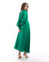 Фото #4 товара & Other Stories maxi dress with tie front v-neckline and long sleeves in green