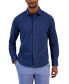 Фото #1 товара Men's Classic-Fit Heathered Jersey-Knit Button-Down Shirt, Created for Macy's