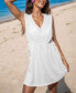 ფოტო #2 პროდუქტის Women's White Tonal Striped Sleeveless Mini Cover-Up