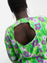 Фото #2 товара Native Youth Plus cloud cut-out midaxi smock dress in green and purple floral