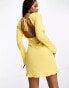 Pieces open back mini beach dress in yellow